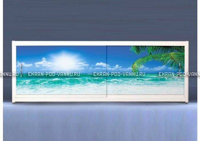 Экран на роликах EUROPLEX Пляж – купить по цене 12400 руб. в интернет-магазине в городе Новосибирск картинка 1
