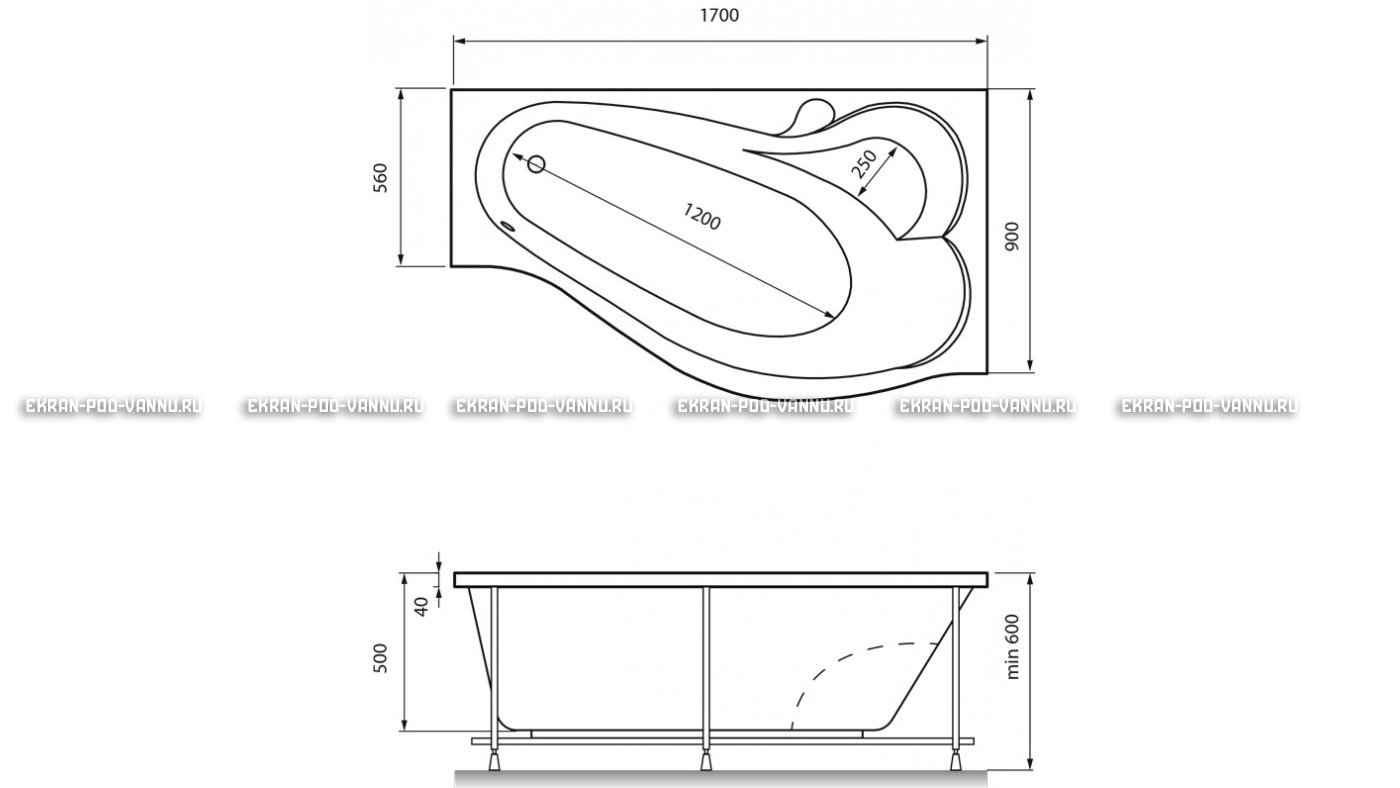 Акриловая ванна Relisan Isabella 170x90x60 – купить по цене 24130 руб. в интернет-магазине в городе Новосибирск картинка 13