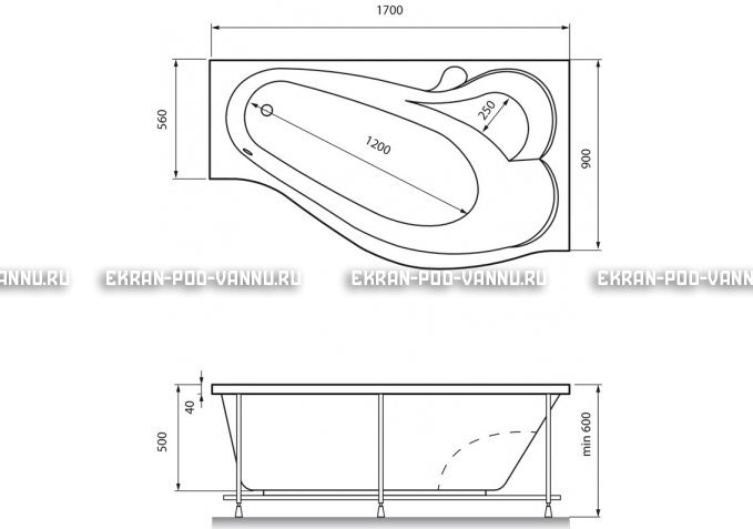 Акриловая ванна Relisan Isabella 170x90x60 – купить по цене 24130 руб. в интернет-магазине в городе Новосибирск картинка 4