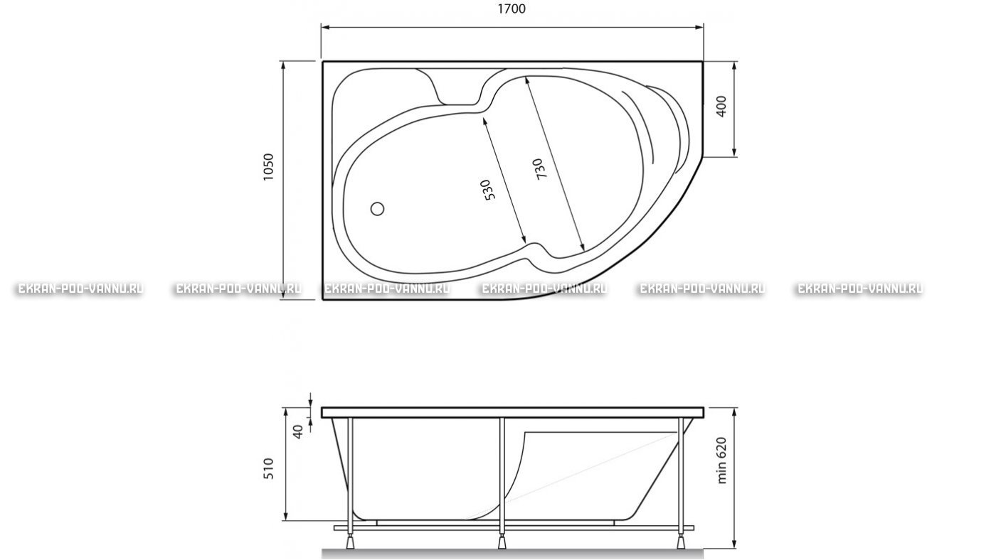 Акриловая ванна Relisan Sofi 170x105 – купить по цене 23480 руб. в интернет-магазине в городе Новосибирск картинка 13