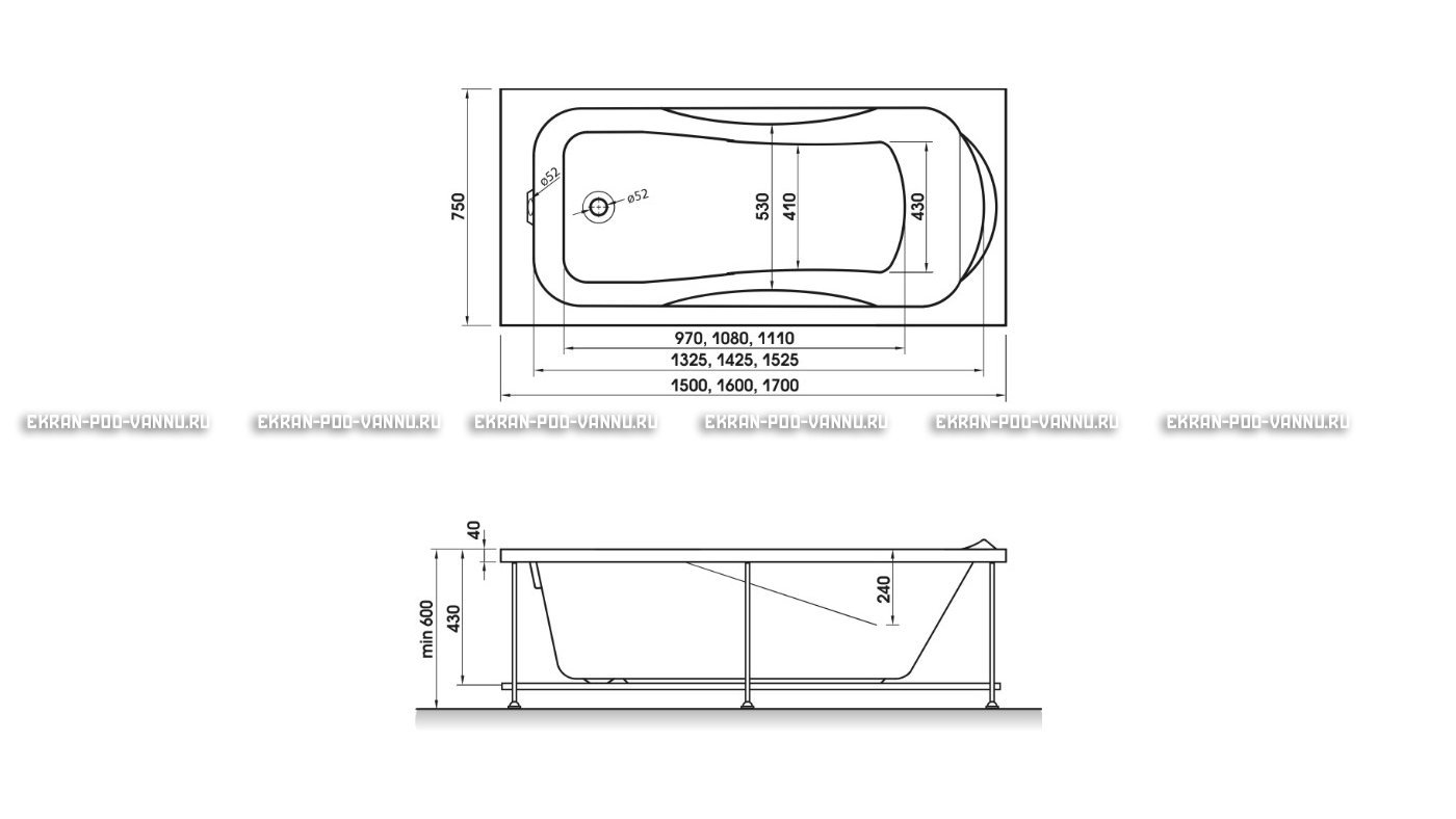 Акриловая ванна Relisan Elvira 150x75 – купить по цене 15260 руб. в интернет-магазине в городе Новосибирск картинка 10