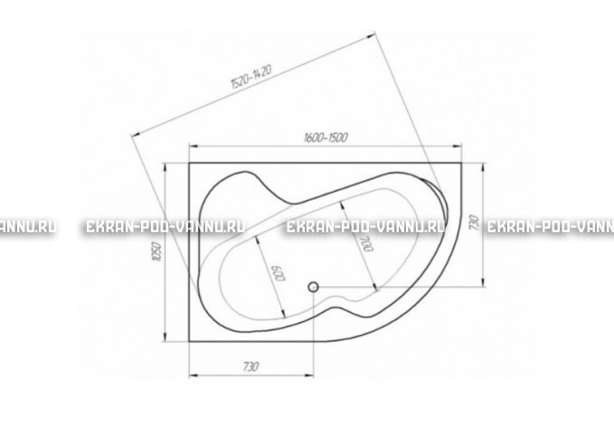 Акриловая ванна 1MarKa Aura 150x105 – купить по цене 16250 руб. в интернет-магазине в городе Новосибирск картинка 3