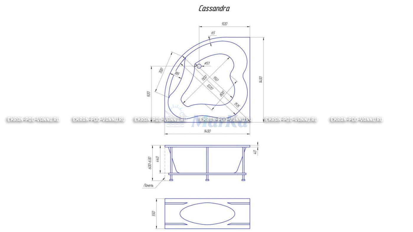 Акриловая ванна 1MarKa Cassandra 140x140 – купить по цене 18620 руб. в интернет-магазине в городе Новосибирск картинка 19