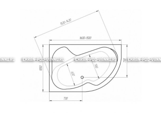 Акриловая ванна 1MarKa Imago 160x105 – купить по цене 16700 руб. в интернет-магазине в городе Новосибирск картинка 3