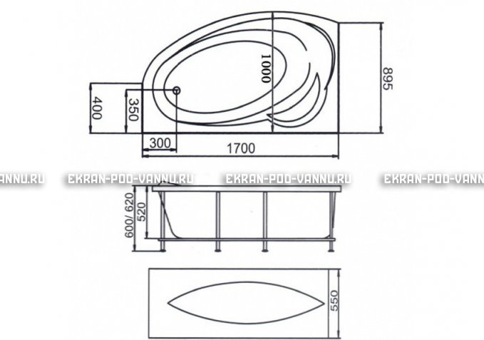 Акриловая ванна 1MarKa Julianna 170x100 – купить по цене 21320 руб. в интернет-магазине в городе Новосибирск картинка 3