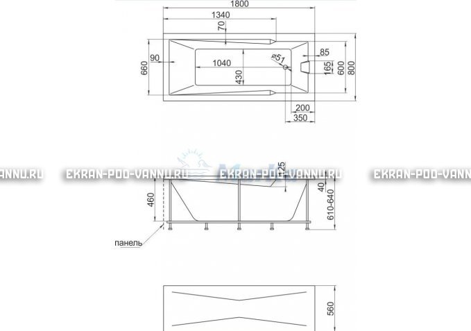 Акриловая ванна 1MarKa Raguza 180x80 – купить по цене 17854 руб. в интернет-магазине в городе Новосибирск картинка 4