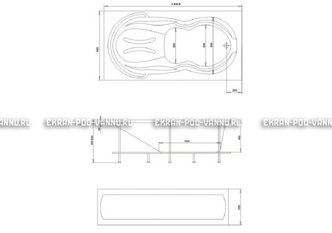 Акриловая ванна 1MarKa Taormina 180x90 – купить по цене 17670 руб. в интернет-магазине в городе Новосибирск картинка 3