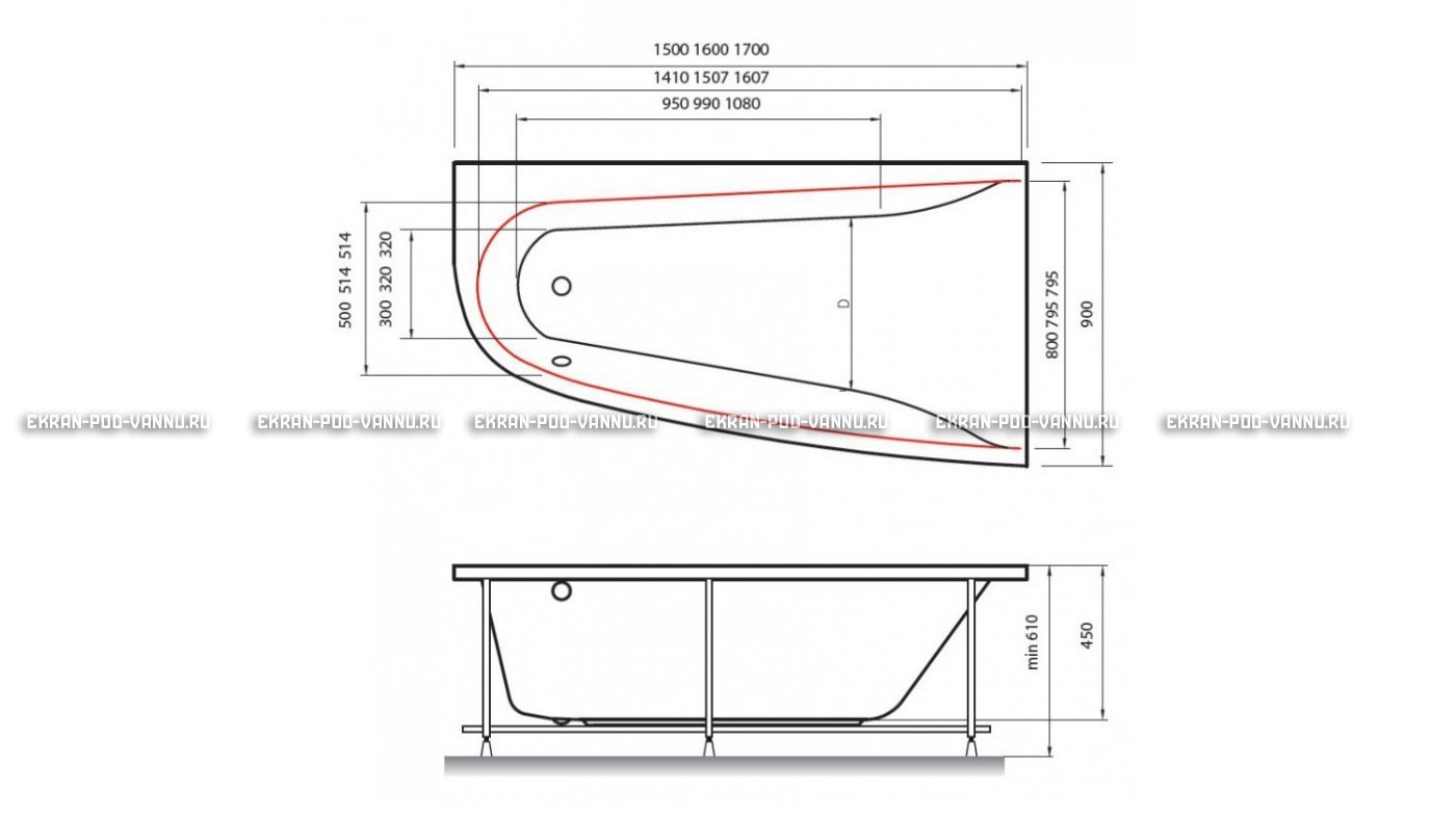 Акриловая ванна Vayer Boomerang 170x90 – купить по цене 47600 руб. в интернет-магазине в городе Новосибирск картинка 10