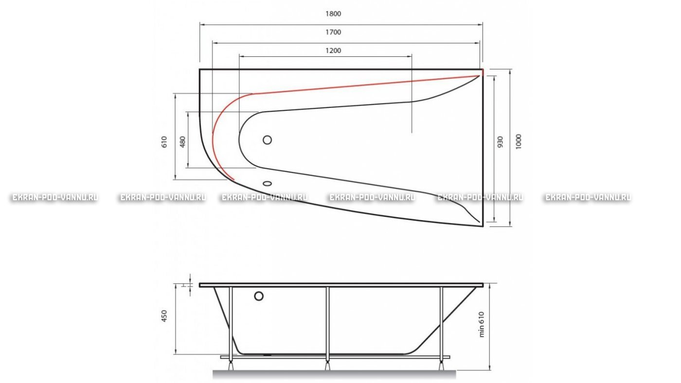 Акриловая ванна Vayer Boomerang 180x100 – купить по цене 53030 руб. в интернет-магазине в городе Новосибирск картинка 13