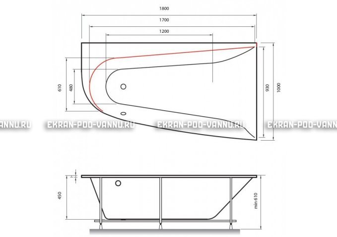 Акриловая ванна Vayer Boomerang 180x100 – купить по цене 53030 руб. в интернет-магазине в городе Новосибирск картинка 2