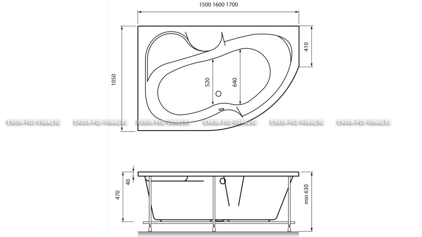 Акриловая ванна Vayer Azalia 150x105 – купить по цене 27800 руб. в интернет-магазине в городе Новосибирск картинка 16