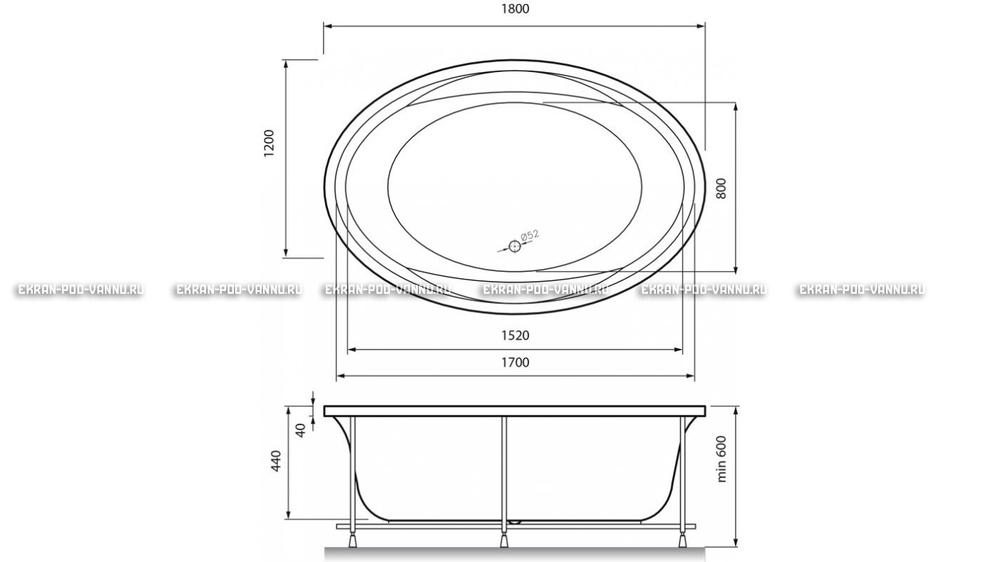 Акриловая ванна Vayer Opal 180x120 – купить по цене 33850 руб. в интернет-магазине в городе Новосибирск картинка 13