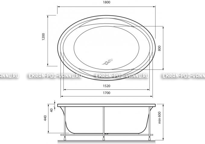 Акриловая ванна Vayer Opal 180x120 – купить по цене 33850 руб. в интернет-магазине в городе Новосибирск картинка 4