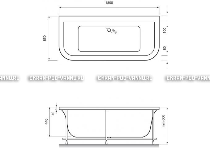 Акриловая ванна Vayer Options BTW 180x85 – купить по цене 25880 руб. в интернет-магазине в городе Новосибирск картинка 4