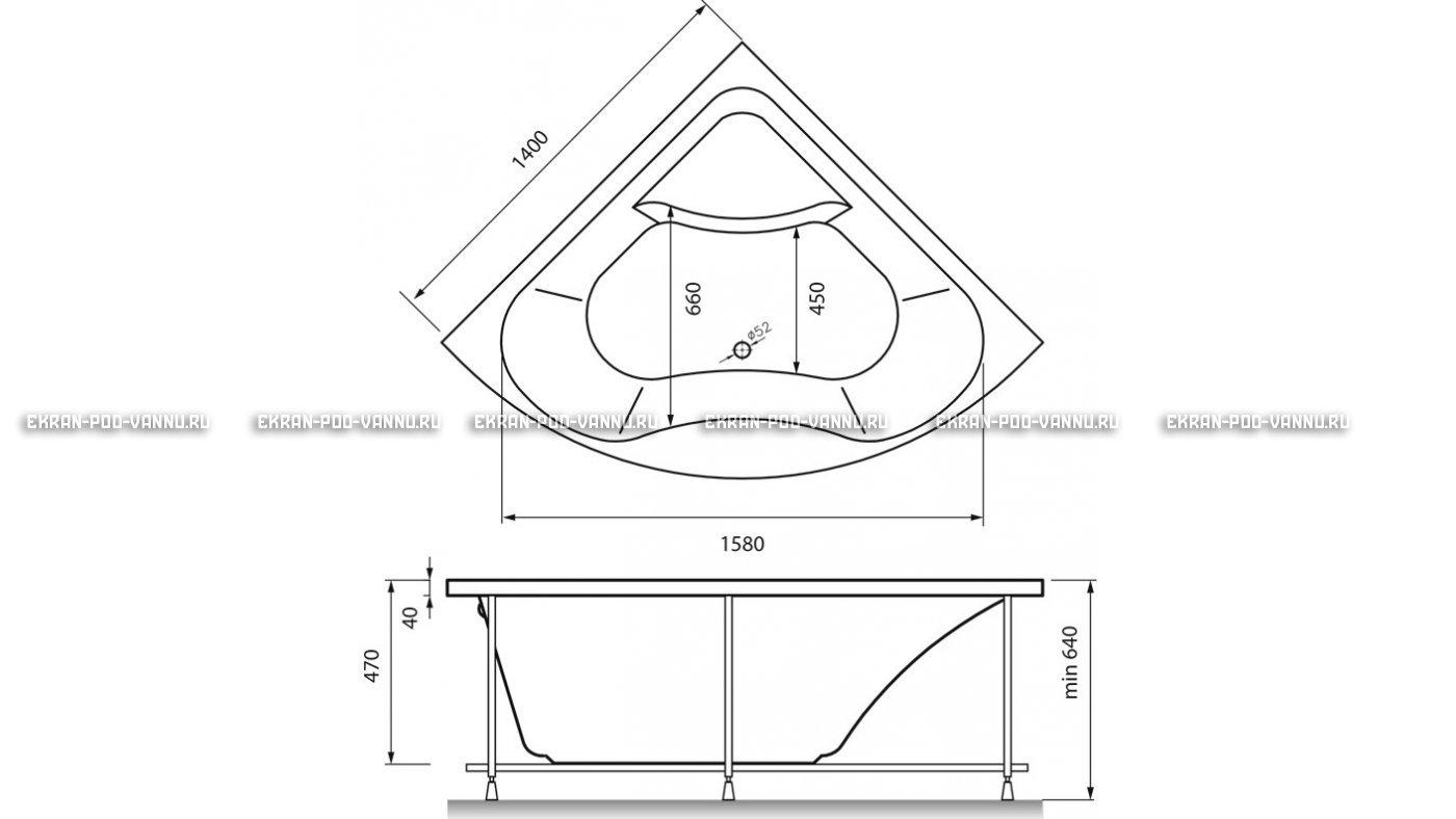 Акриловая ванна Vayer Persefona 140x140 – купить по цене 25230 руб. в интернет-магазине в городе Новосибирск картинка 15